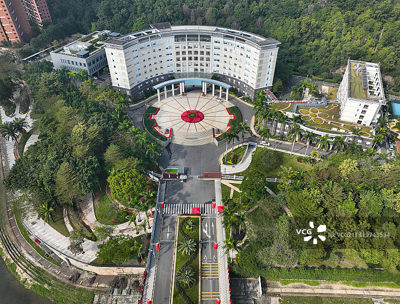广东省深圳市龙华区观湖世纪广场航拍图片素材