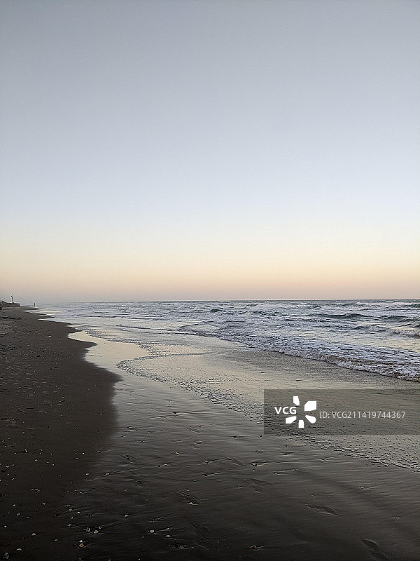 美国德克萨斯州南帕德里岛日落时分的壮丽海景图片素材