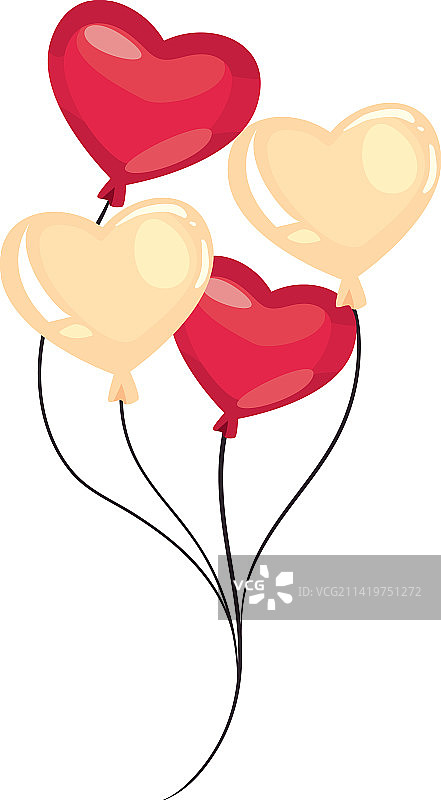 扁平风格情人节爱心气球图片素材
