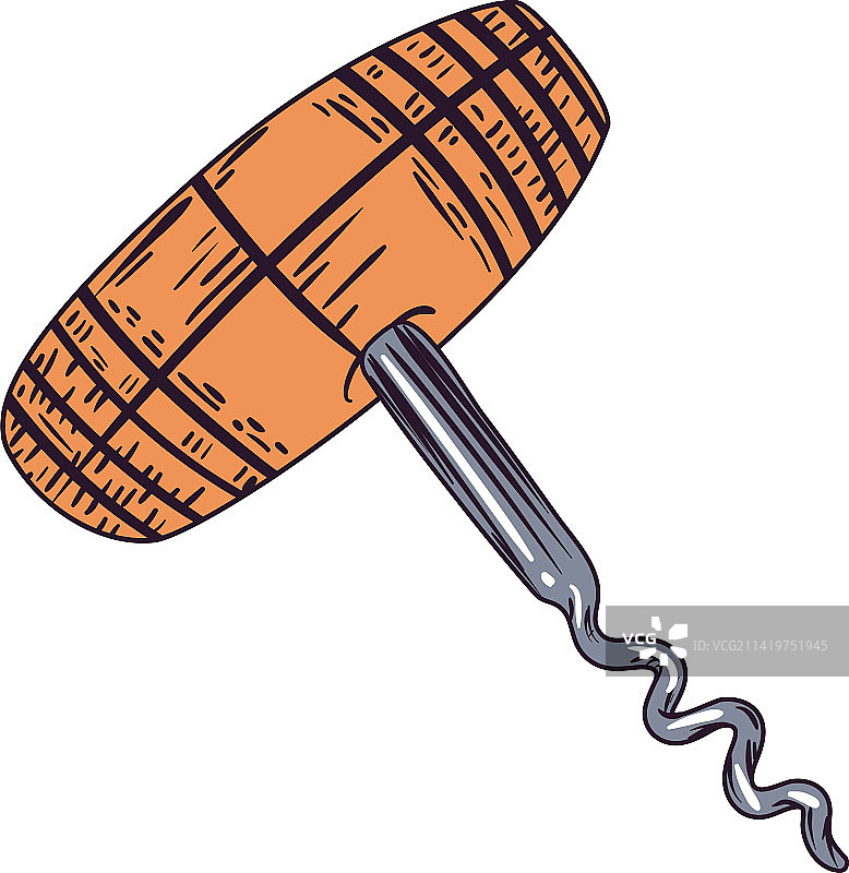 扁平风格的木制开瓶器图片素材