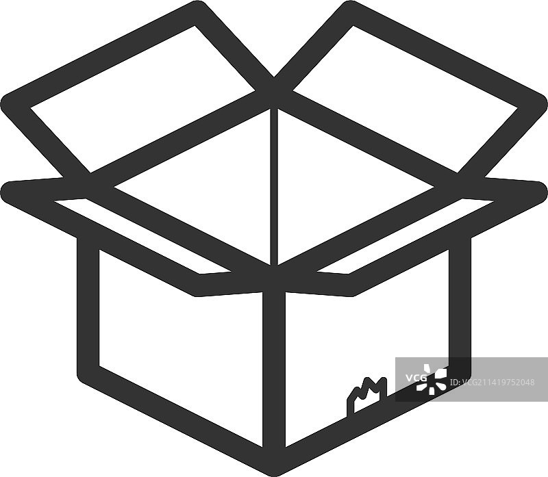 打开的纸板箱线条图标：货物包装图片素材