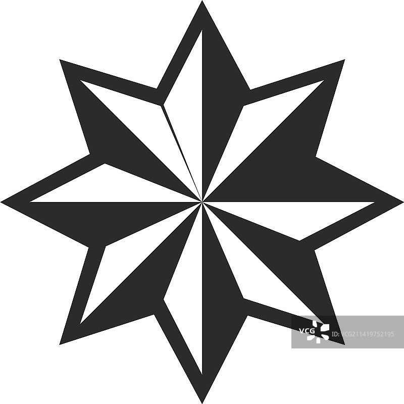 八角星装饰黑色元素图标图片素材