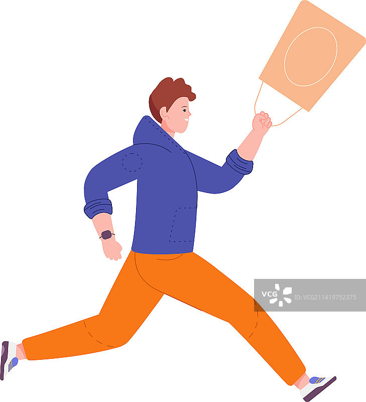 男孩奔跑促销打折图片素材