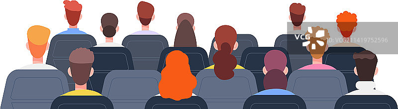 研讨会观众坐在椅子上的后视图图片素材