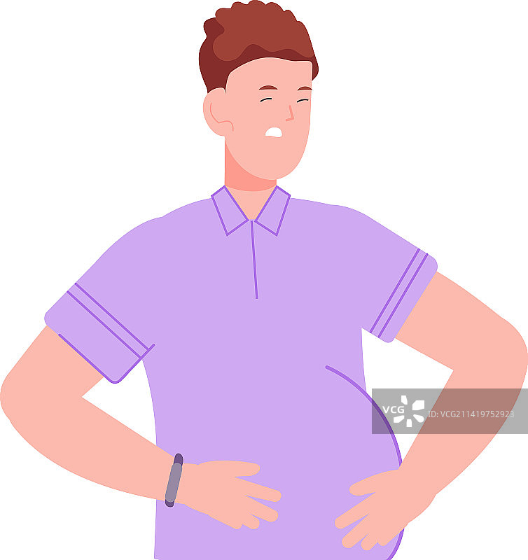 腹胀症状：捂着肚子的男人图片素材