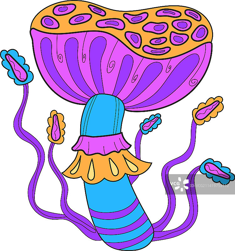 霓虹灯真菌奇幻蘑菇图标魔法森林图片素材