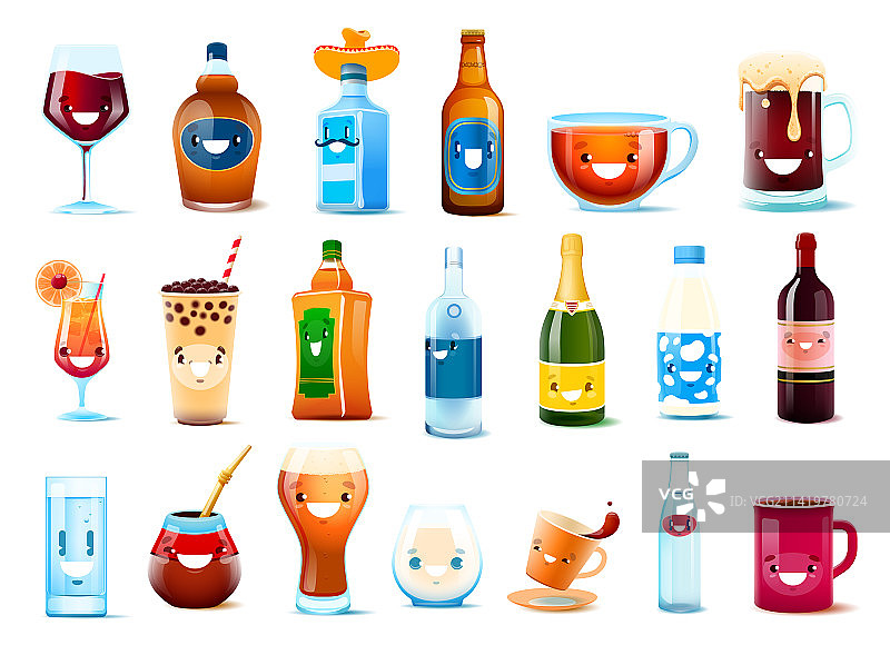 快乐的卡通饮品形象图片素材