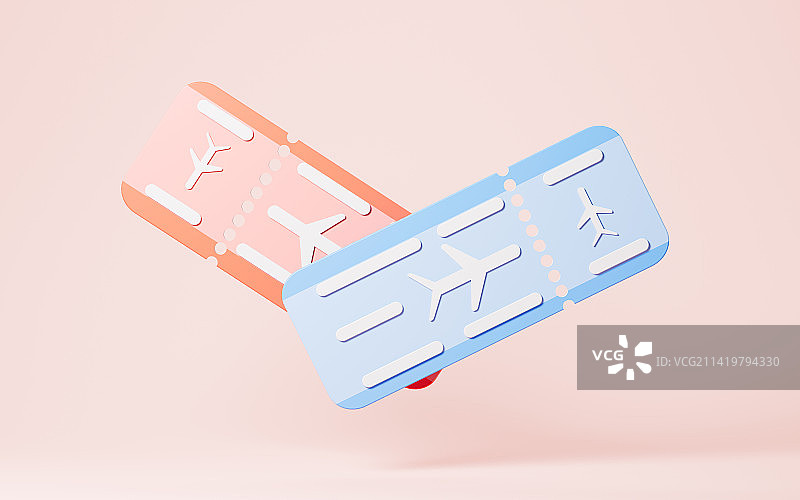 卡通飞机票模型3D渲染图片素材