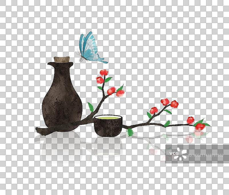 春天桃花酒蝴蝶素材图片素材