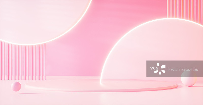 3D展台粉色购物场景图片素材