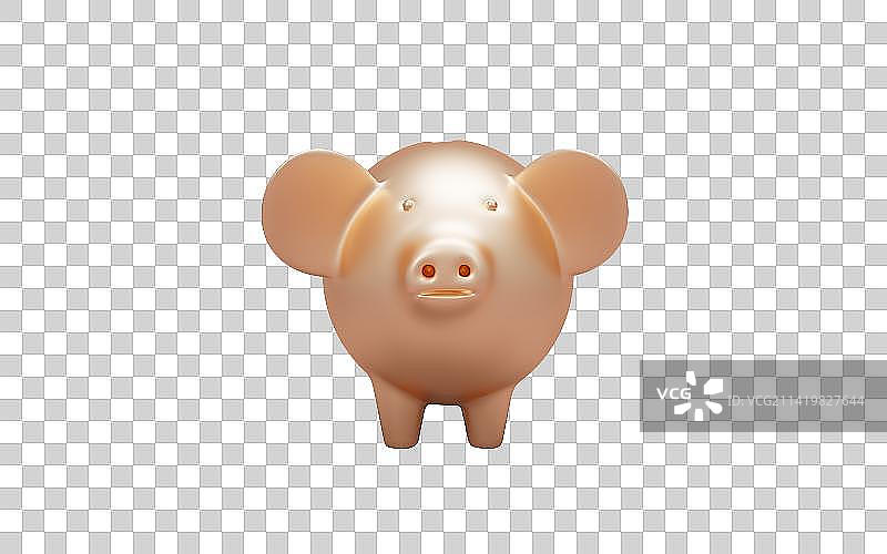 创意卡通金猪储罐3D渲染图片素材