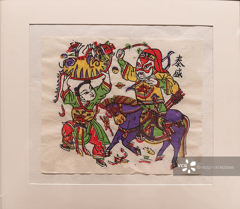 中国非物质文化遗产，木版年画，李存孝打虎图片素材