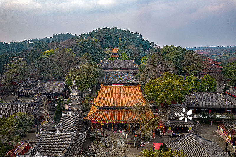 中国四川省遂宁市广德寺航拍图片素材