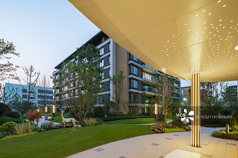 高端住宅区园林景观 售楼部 示范区图片素材