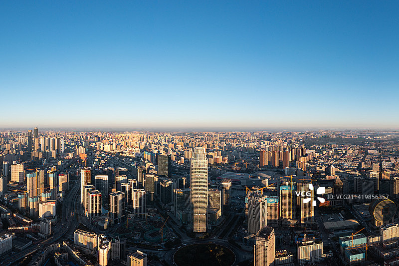 沈阳市沈河区城市风光日出全景图 高端酒店 商业写字楼 外立面图片素材