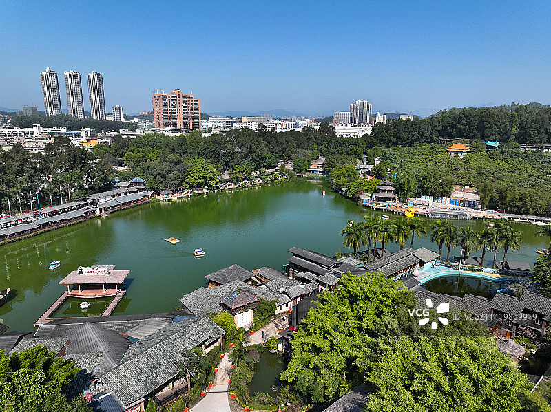 广东省深圳市龙华区观澜山水田园旅游文化园航拍图片素材