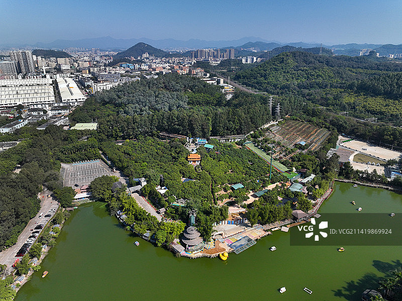 广东省深圳市龙华区观澜山水田园旅游文化园航拍图片素材