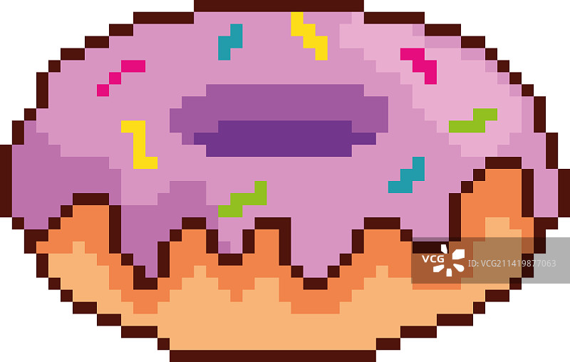 紫色甜甜圈像素风格图片素材