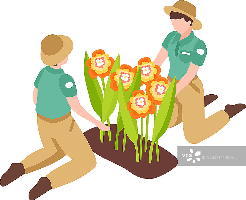 园丁种植鲜花图片素材