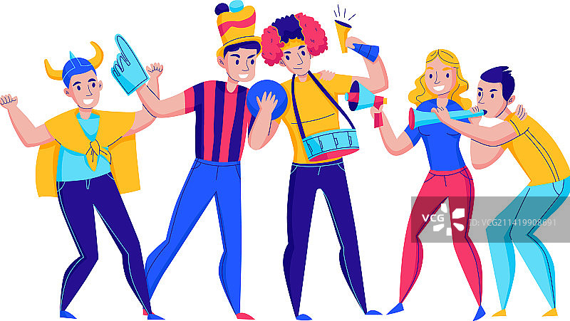 喜庆的足球迷组合图片素材