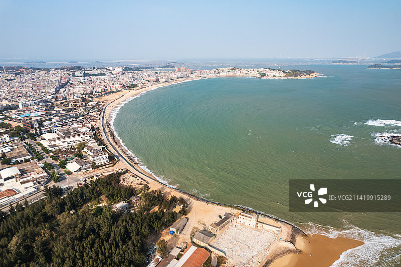 福建漳州东山岛南门湾沙滩海岸线风光航拍图片素材