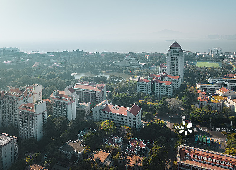厦门大学校园建筑风光航拍图片素材