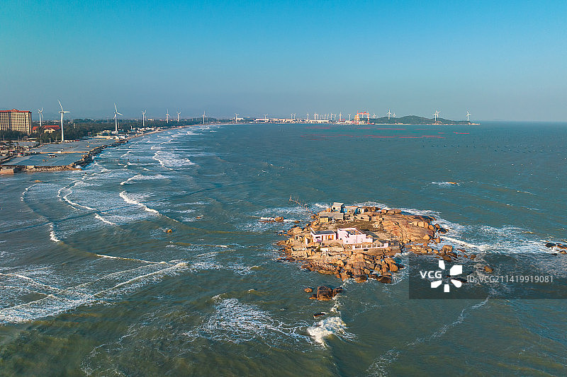 福建漳州市六鳌半岛海岸线自然风光航拍图片素材