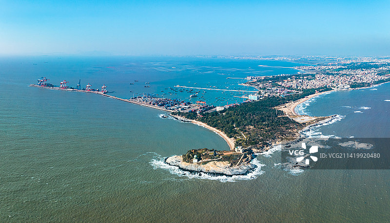 福建泉州晋江金沙滩围头湾自然风光航拍图片素材