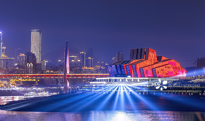 重庆大剧院灯光秀图片素材