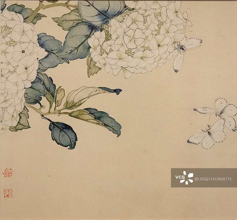 北京中国国家博物馆花卉草虫图(十二开)清代居廉26.0X25.0cmX12广州艺术博物馆藏品图片素材