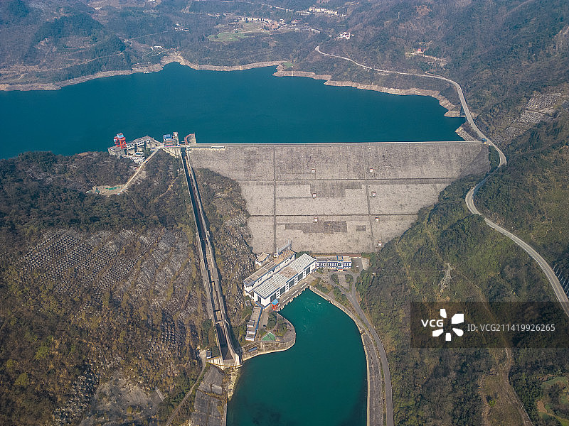都江堰紫坪铺水库航拍图片素材