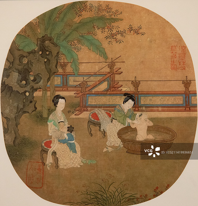 北京中国国家博物馆浴婴图宋代佚名23.2X24.7cm佛利尔-赛克勒美术馆藏品图片素材