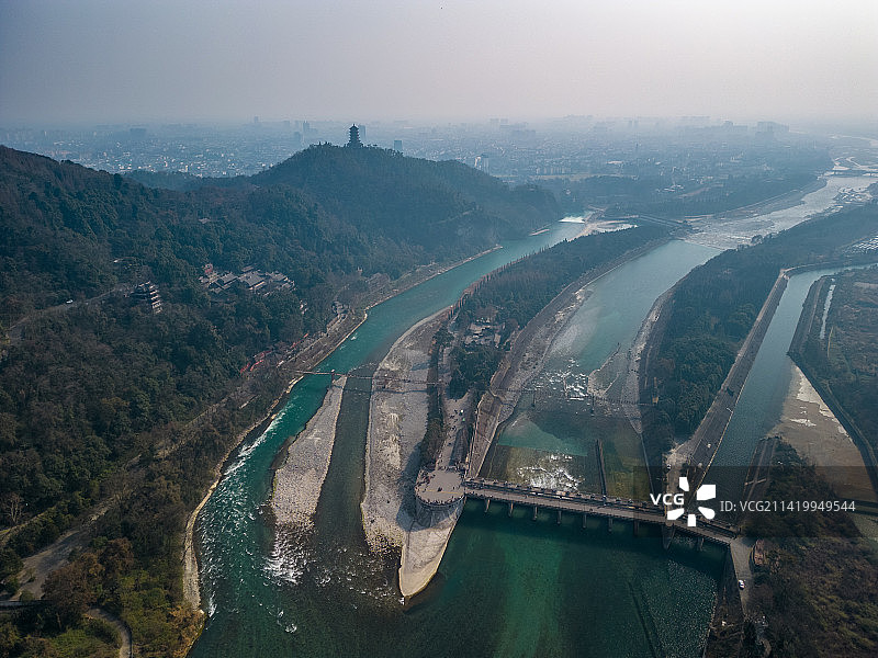 都江堰景区航拍图片素材