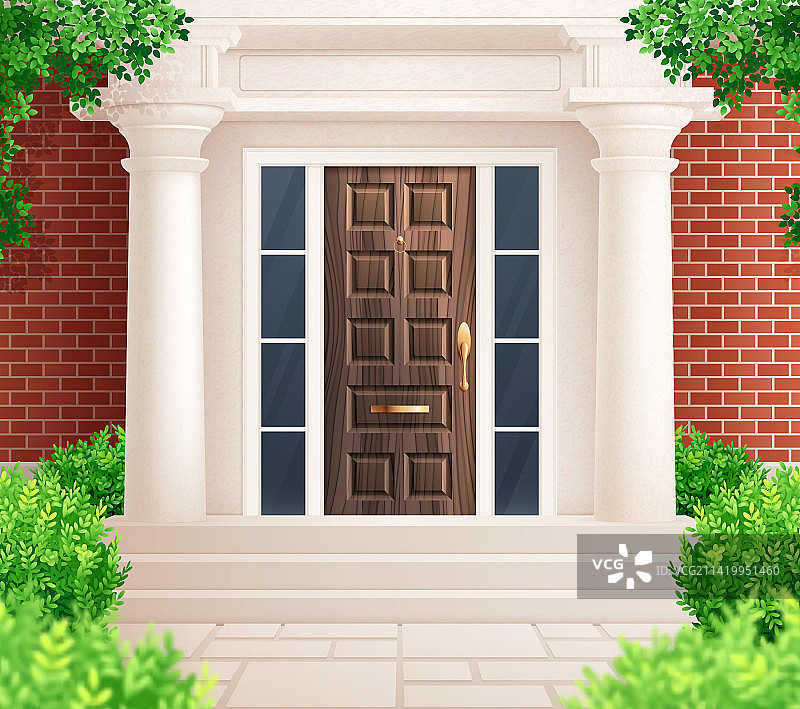 经典房屋正面组合图片素材