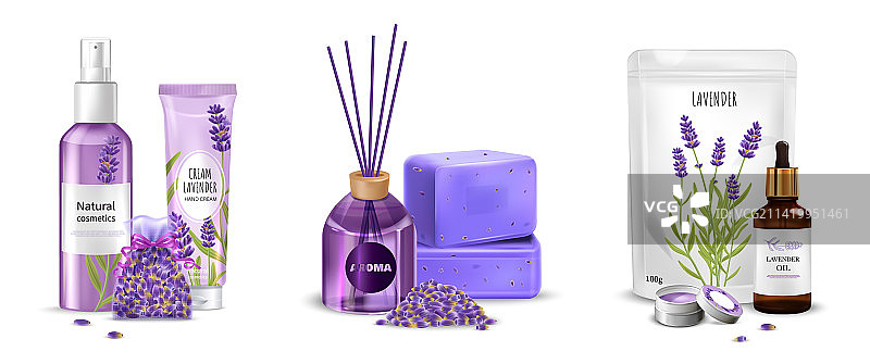逼真的薰衣草套装图片素材