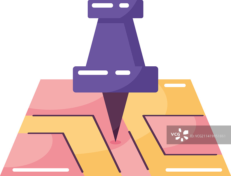 纸质地图上的附加图钉图片素材