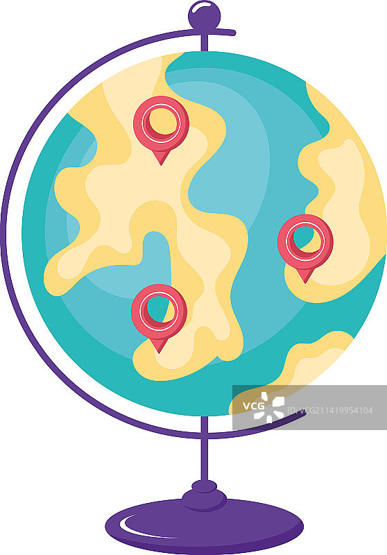 地球地图上的大头针位置图片素材