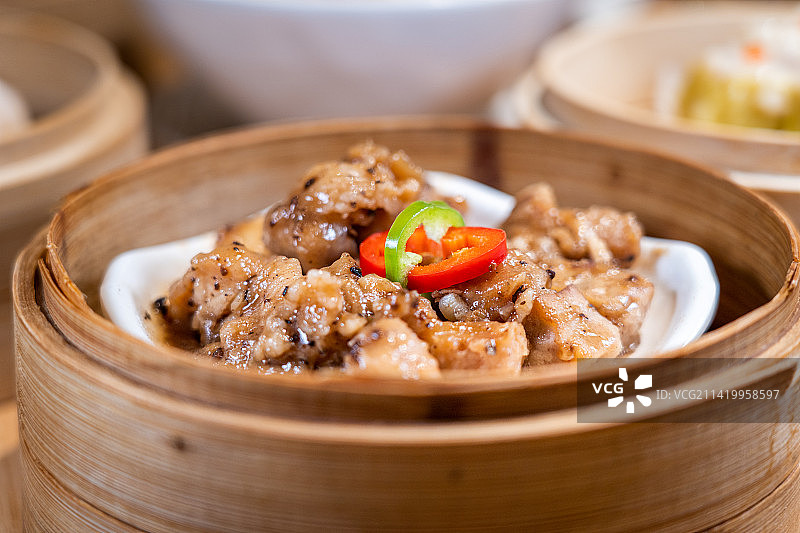 广东广州广式早点心特色传统下午茶 豉汁蒸排骨图片素材