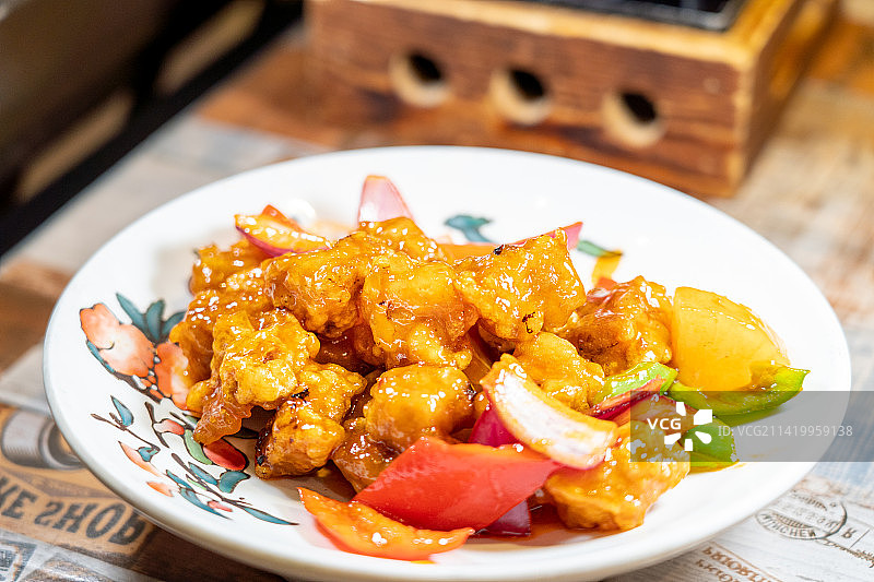 广东特色名菜菠萝咕咾肉图片素材
