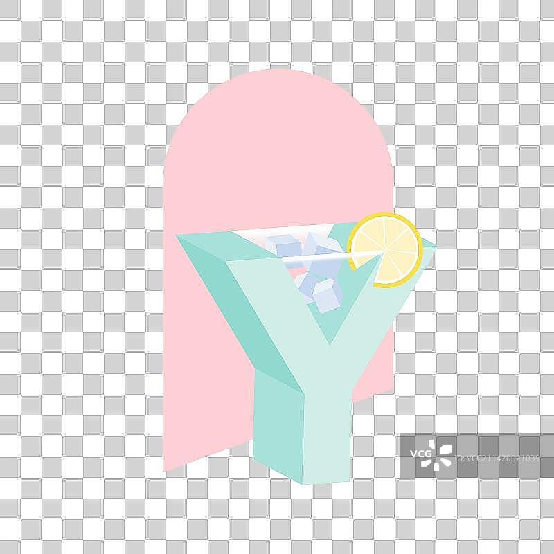 一杯莫吉托-字母Y的设计夏日酒杯设计图片素材