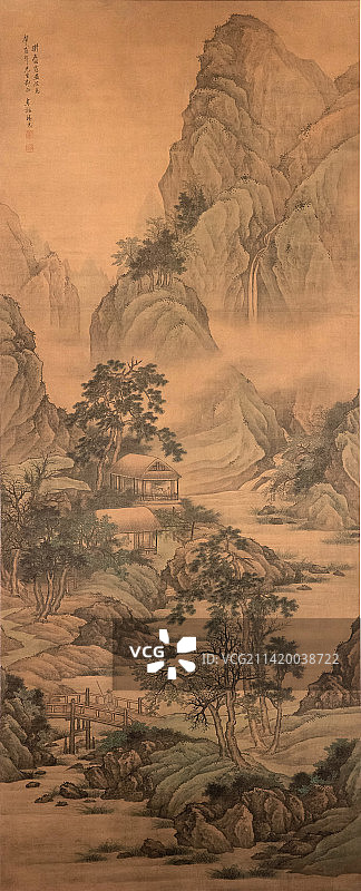 北京中国国家博物馆高阁听泉图明代杨忠183.0X74.0cm山东博物馆藏品图片素材