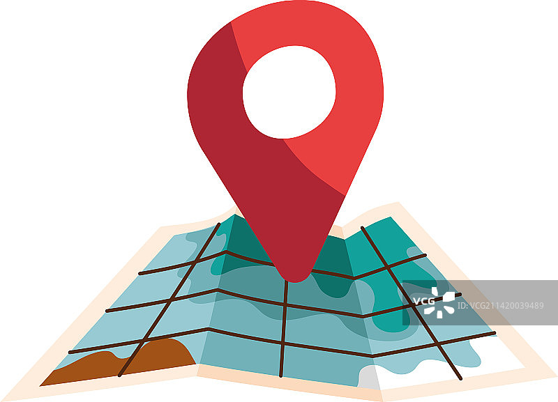 纸质地图上的图钉位置图片素材