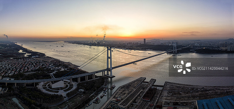 江阴长江大桥日出图片素材