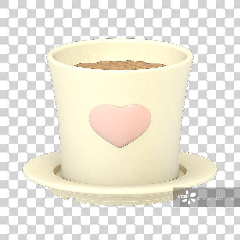 3d渲染白色爱心花盆图片素材