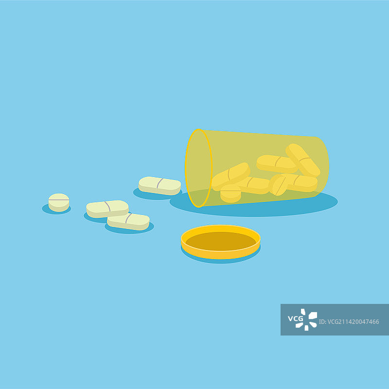 散落的药物药瓶插画元素图片素材
