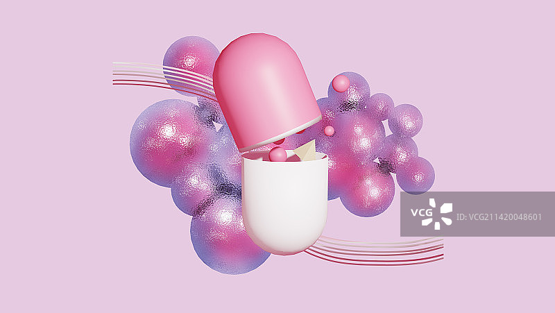 3D胶囊和球体几何图片素材