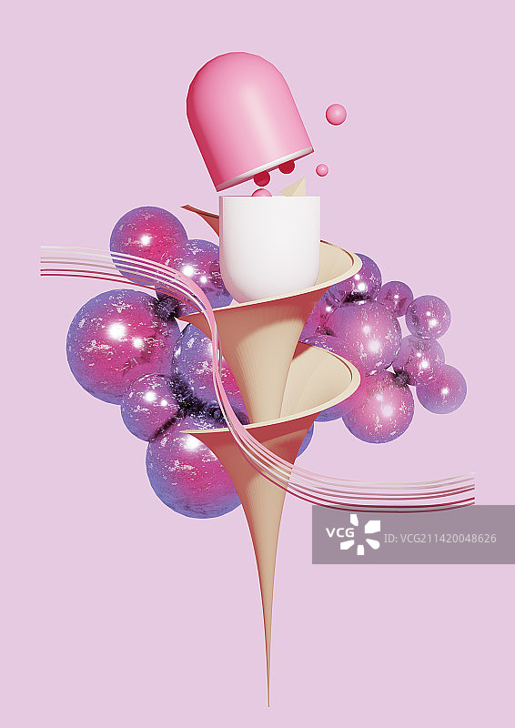 3D胶囊和球体几何图片素材