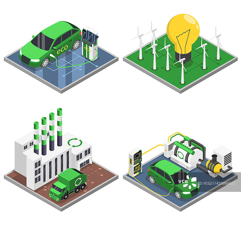 生物燃料沼气等距组合图片素材