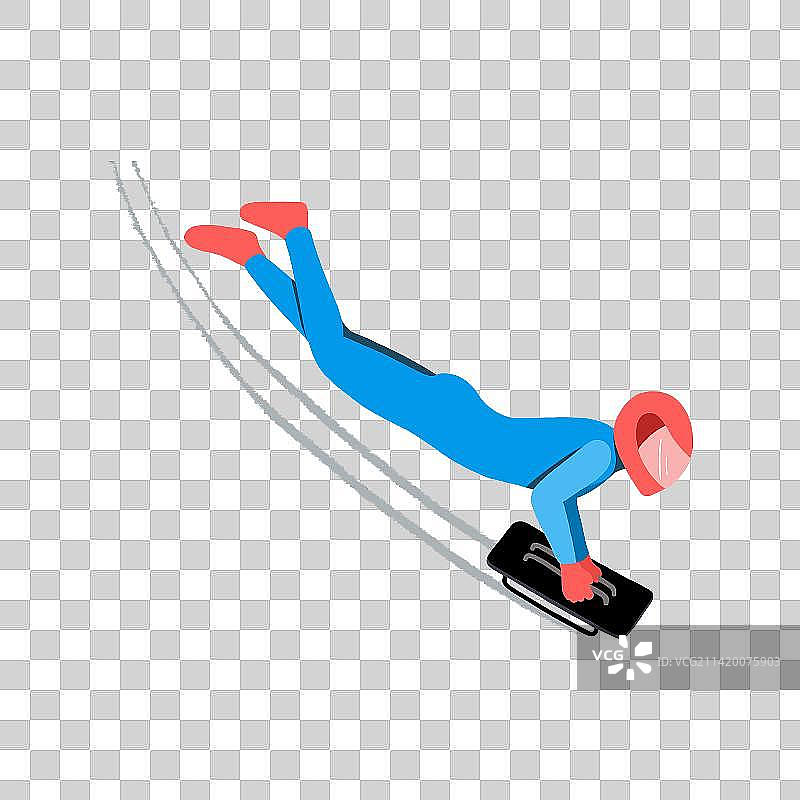 钢架雪车侧面项目人物插画元素图片素材