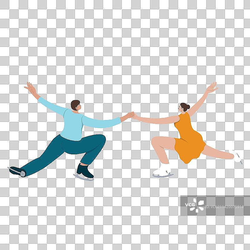 双人花样滑冰人物插画元素图片素材